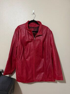 Vintage Plus Size Red Leather Jacket